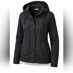 Columbia Women’s Black Weatherproof Lightweight Snap Front Mesh Lined Jacket